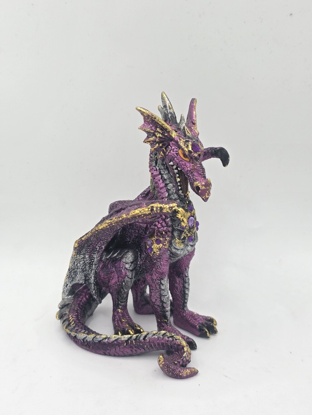 Purple Resin Dragon With Rhinestones
